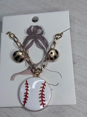 Baseball Necklace & Earrings Set | Gold Chain Sports Jewelry | Game Day